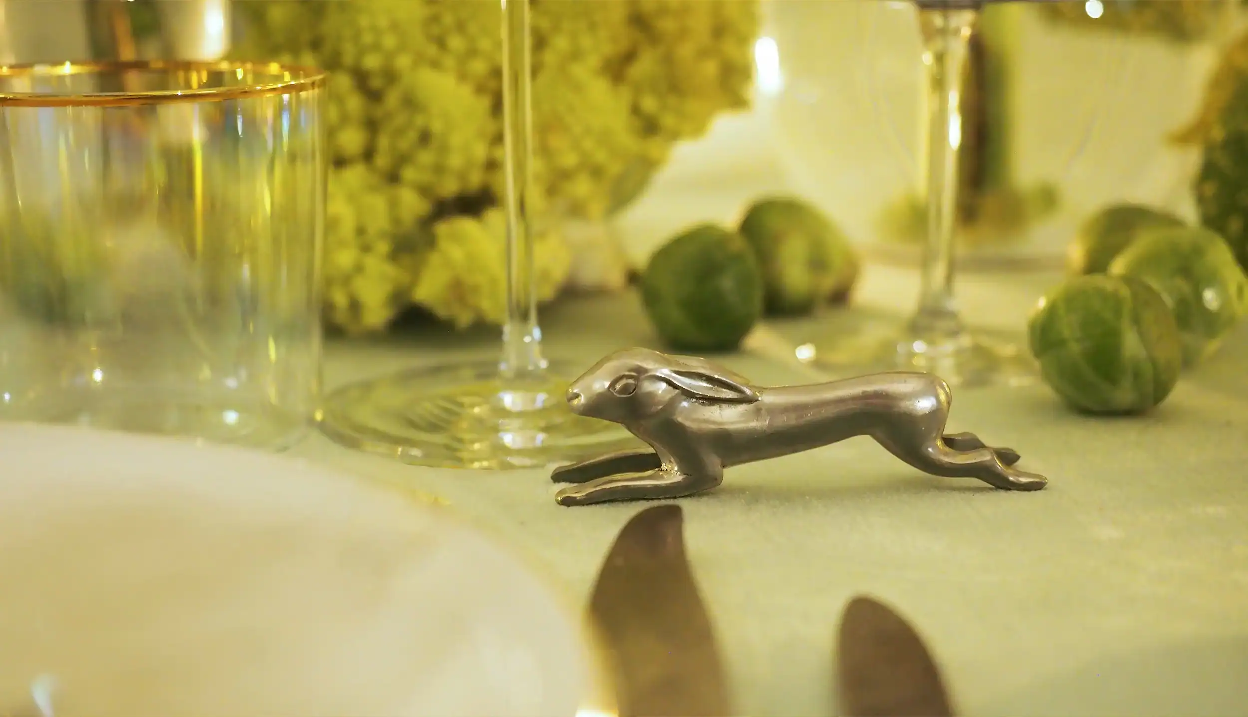 Antique knife rests and LSA water glasses